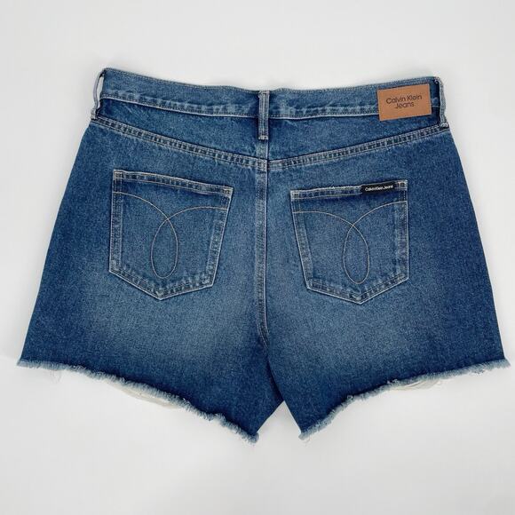 NEW Calvin Klein High Rise Cut-off Blue Denim Short Women's Size 10/30‎ Ripped - Picture 2 of 9